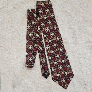 Vintage Silk Tabasco Red and Black Geometric Tie